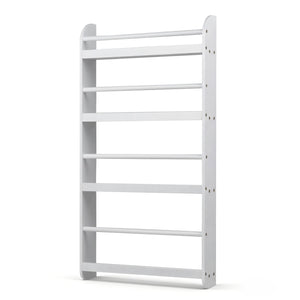 4-Tier Bookshelf Organizer for Toys and Books with Basswood Crossbar-White