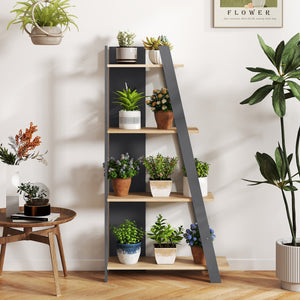 4-Tier Modern Bookshelf Wooden Vertical Display Book Shelf for Small Space-Oak view 3