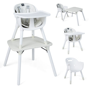 4-in-1 Baby Convertible Toddler Table Chair Set with PU Cushion-Cream