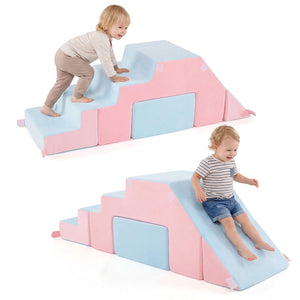 4-in-1 Foam Climbing Blocks Toddler Indoor Climb with Slide-Pink view 4