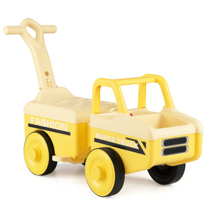 4 in 1 Ride on Push Car with Music and Under-Seat Storage for Boys Girls-Yellow