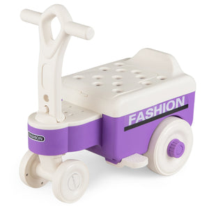 4 in 1 Ride on Push Car with Music and Under-Seat Storage for Boys Girls-Purple view 3