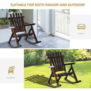 Wooden Outdoor Rocking Chair, Oversized Adirondack Patio Rocker with High Back and Slatted Seat, Carbonized – view 10