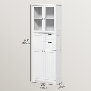 Floor Bathroom Storage Cabinet, Tall Bathroom Cabinet with Adjustable Shelves, for Kitchen, Living Room, White
