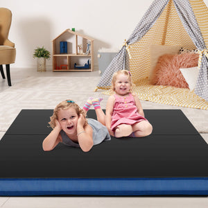 4ft x 4ft x 4in Bi-Folding Gymnastic Tumbling Mat with Handles and Cover-Black view 6