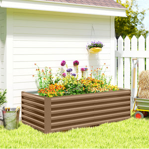 6' x 3' x 2' Raised Garden Bed, Galvanized Planter Box for Growing Flowers, Herbs and Vegetables, Brown – view 7