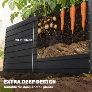 5' x 3' x 2' Raised Garden Bed, Galvanized Planter Box for Growing Flowers, Herbs and Vegetables, Black – view 3