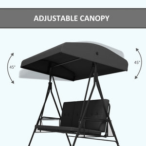 3-Seat Outdoor Porch Swing Patio Swing with Adjustable Canopy, Side Tray, Removable Cushion for Garden – view 11