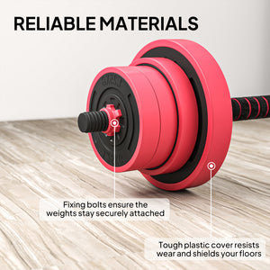 Soozier 44lbs 4-in-1 Adjustable Weight Dumbbell Set, Barbell, Kettlebell, Push Up Stand