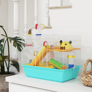 3 Tiers Hamster Cage for Gerbil, Dwarf Hamster with Tunnels, Water Bottle, Exercise Wheel – view 7