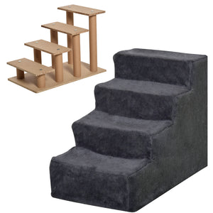 4-Step Dog Ramp for Sofa, Bed, and Couch, with Removable Cover, Light Grey – view 15