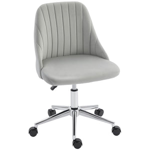 Vanity Chair for Makeup, Velvet Comfy Office Chair with Adjustable Height, Swivel Wheels for Bedroom, Living Room, Cream