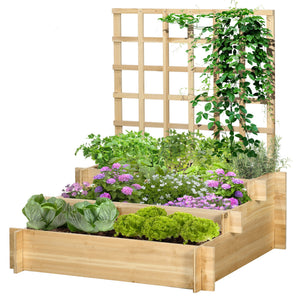Wooden Elevated Planter Box with Trellis for Climbing Plants, 3 Tier Raised Garden Bed for Garden, Outdoor – view 15