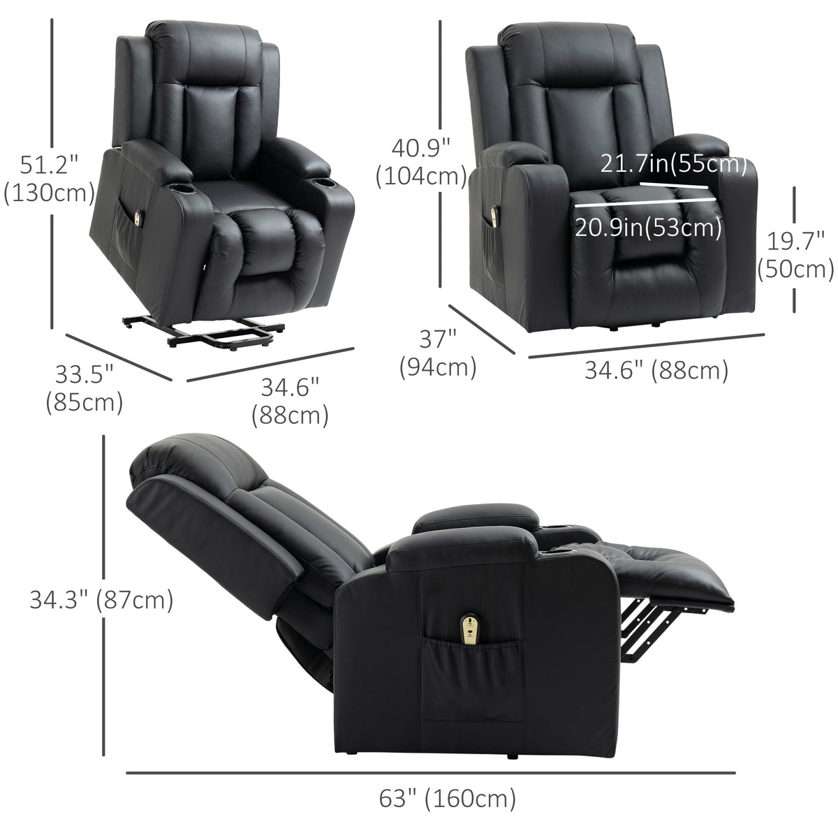 Power Lift Recliner Chair for Elderly, PU Leather Electric Recliner Chair with Footrest, Remote Control – view 2