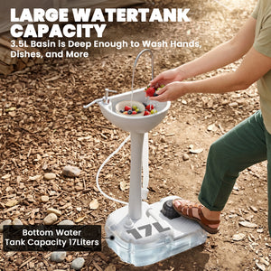 Portable Camping Sink — Hand Wash Station Basin with Recovery Tank, Soap Dispenser and Towel Holder