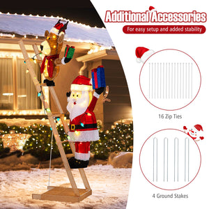 5.5 Feet Christmas Lighted Reindeer and Santa Claus on Ladder with 100 LED Lights view 8