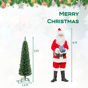 5/6/7/8 Feet Pencil Christmas Tree with 295/392/523/671 Memory Wire Branch Tips and Upgraded Metal Stand-5 feet view 5