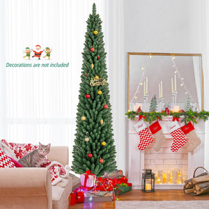 5/6/7/8 Feet Pencil Christmas Tree with 295/392/523/671 Memory Wire Branch Tips and Upgraded Metal Stand-8 ft view 6