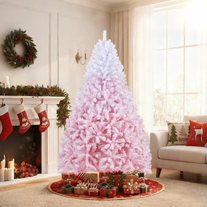 5/6/7/8 FT Artificial Christmas Tree with Warm White LED Lights and 8 Modes for Holiday-7 Feet view 2