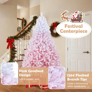 5/6/7/8 FT Artificial Christmas Tree with Warm White LED Lights and 8 Modes for Holiday-7 Feet view 7