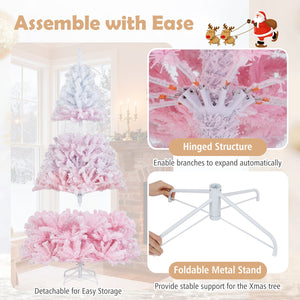 5/6/7/8 FT Artificial Christmas Tree with Warm White LED Lights and 8 Modes for Holiday-7 Feet view 9
