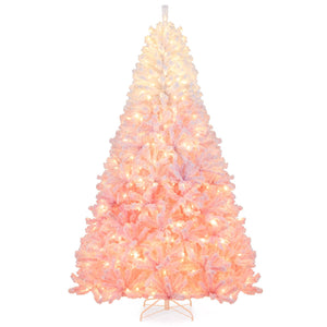 5/6/7/8 FT Artificial Christmas Tree with Warm White LED Lights and 8 Modes for Holiday-8 Feet