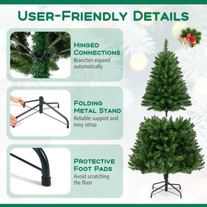 5/6/7 Feet Artificial Christmas Tree Hinged Xmas Tree with 7 Lighting Modes-5 Feet view 9