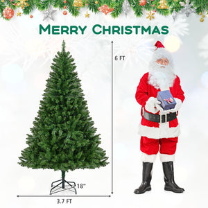 5/6/7 Feet Artificial Christmas Tree Hinged Xmas Tree with 7 Lighting Modes-6 Feet view 5