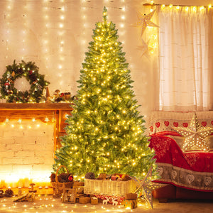 5/6/7 Feet Artificial Christmas Tree Hinged Xmas Tree with 7 Lighting Modes-7 Feet view 2