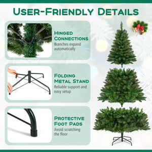 5/6/7 Feet Artificial Christmas Tree Hinged Xmas Tree with 7 Lighting Modes-7 Feet view 9