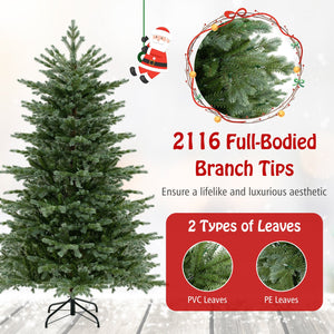 5/6/7 Feet Artificial Christmas Tree with 1426/2116/3156 Lush PVC and 200/300/400 Warm White LED Lights-M view 7