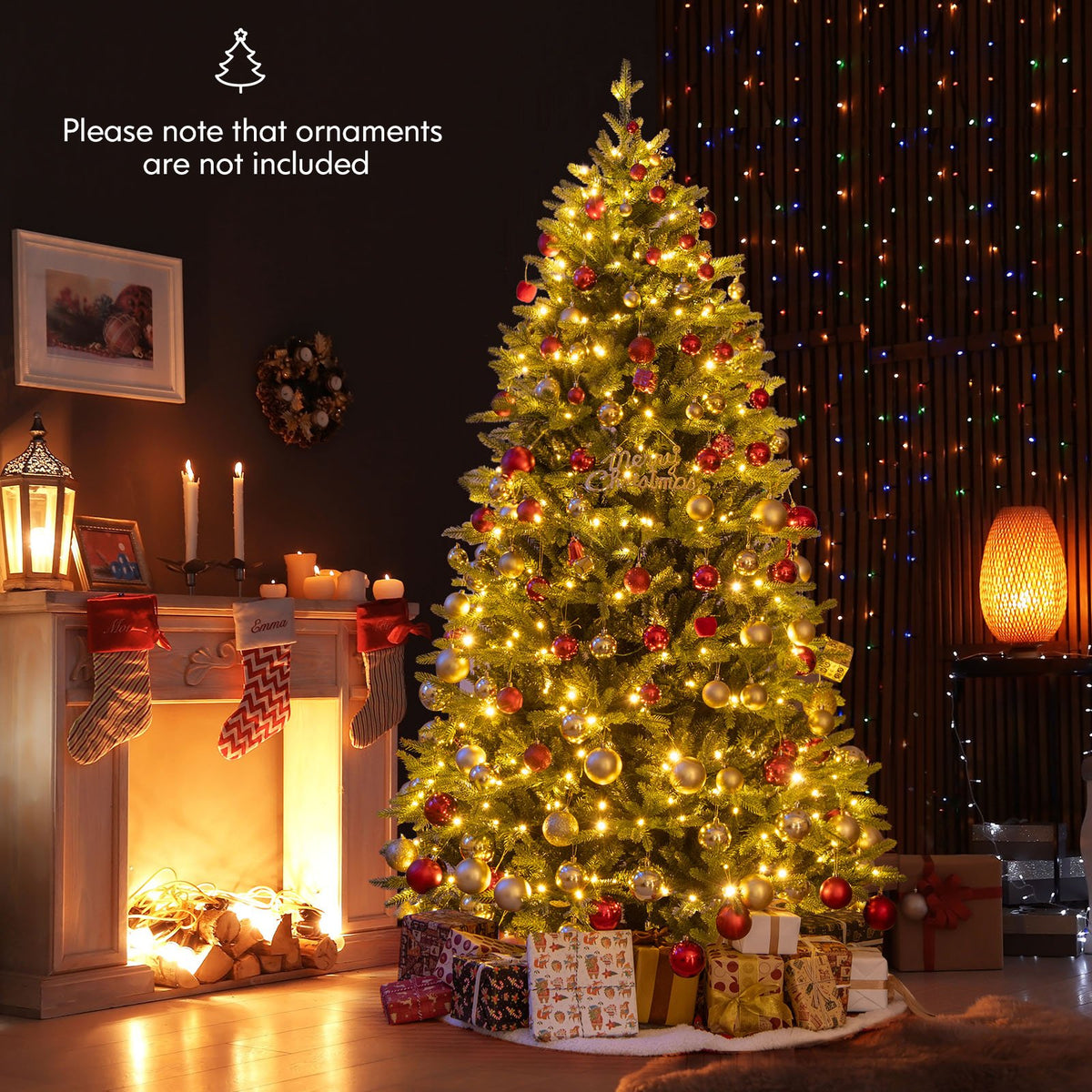 7 Feet Artificial Xmas Tree Hinged with 11 Lighting Modes and Remote Control-7 ft view 2