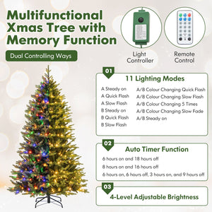 7 Feet Artificial Xmas Tree Hinged with 11 Lighting Modes and Remote Control-7 ft view 9