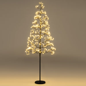 5/6/7 FT Lighted Alpine Tree with Warm White Light LED Lights Pre-lit Artificial Cedar Tree with Weighted Base-5ft