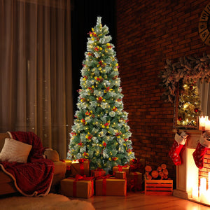 5/7.5/9 FT Pre-Lit Artificial Christmas Tree with 453/1096/1416 PVC and Pine Needles-L view 3