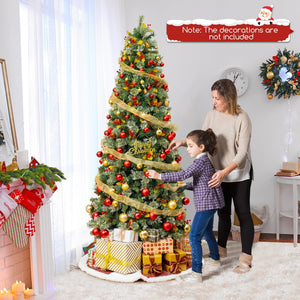 5/7.5/9 FT Pre-Lit Artificial Christmas Tree with 453/1096/1416 PVC and Pine Needles-L view 9
