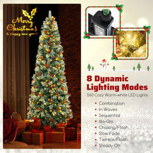 5/7.5/9 FT Pre-Lit Artificial Christmas Tree with 453/1096/1416 PVC and Pine Needles-XL view 6