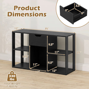 5-Cube Bookcase with Storage Drawer Freestanding Bookshelf Modern Display Rack-Black view 5