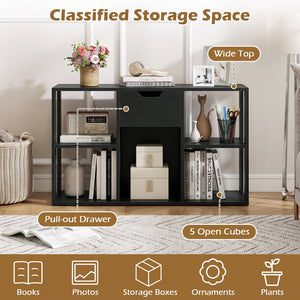5-Cube Bookcase with Storage Drawer Freestanding Bookshelf Modern Display Rack-Black view 8