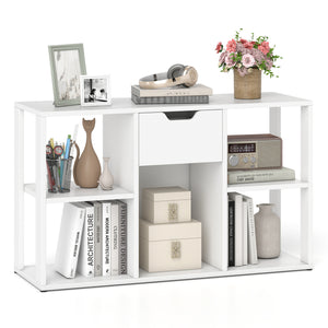 5-Cube Bookcase with Storage Drawer Freestanding Bookshelf Modern Display Rack-White