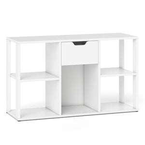 5-Cube Bookcase with Storage Drawer Freestanding Bookshelf Modern Display Rack-White view 4