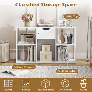 5-Cube Bookcase with Storage Drawer Freestanding Bookshelf Modern Display Rack-White view 9