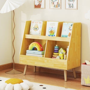 5-Cube Kids Bookshelf and Toy Organizer with Anti-Tipping Kits-Oak view 2