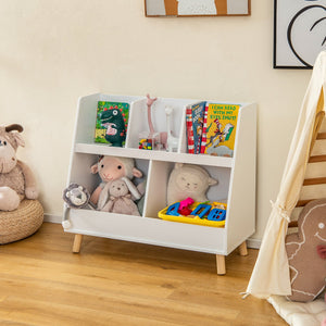5-Cube Kids Bookshelf and Toy Organizer with Anti-Tipping Kits-White view 3