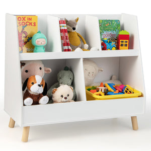 5-Cube Kids Bookshelf and Toy Organizer with Anti-Tipping Kits-White view 4