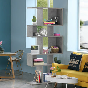 5 Cubes Ladder Shelf Corner Bookshelf Display Rack Bookcase-Gray view 2
