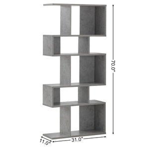 5 Cubes Ladder Shelf Corner Bookshelf Display Rack Bookcase-Gray view 4