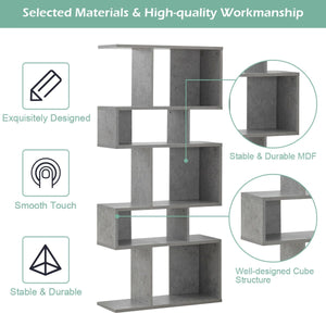 5 Cubes Ladder Shelf Corner Bookshelf Display Rack Bookcase-Gray view 5