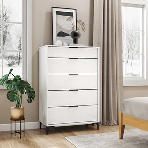 5-Drawer Dresser with Interlock System for Bedroom Living Room-White view 2