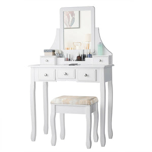 5 Drawers Removable Box Makeup Dressing Vanity Set-White view 7